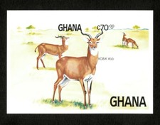 Ghana 1984 - Scott# 931 Fauna & Flora, Kob, Animal - Imperf Souvenir Sheet - MNH