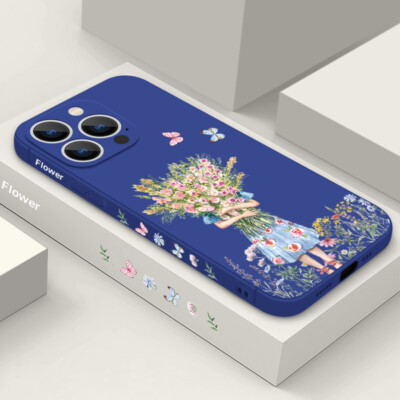Handyhülle Für iPhone 15 Pro Max 14 13 12 Mini 11 XR 7 8 XS Blumen Silikon Cover