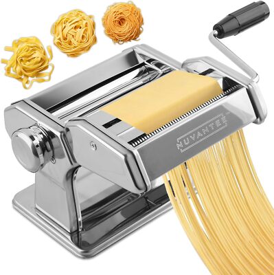 Nuvantee XK1005 Pasta Maker Machine, Manual Hand Press Noodles Maker - Silver-