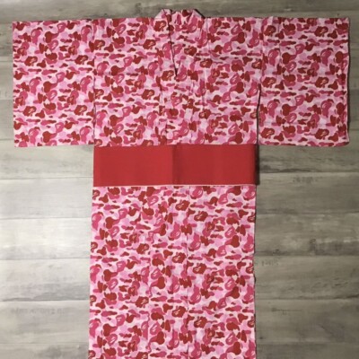2001 BAPE Japanese Yukata ABC camo Pink Kimono Women's A Bathing