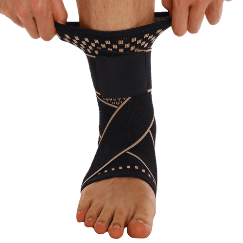 COPPER Compression Ankle Brace Foot Heel Sleeve Arthritis Pain Relief Support - Picture 11 of 15