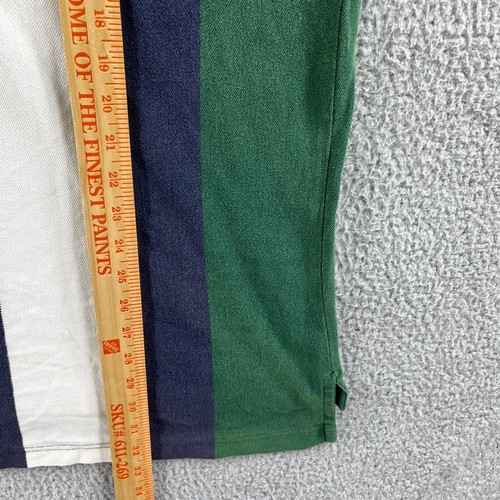 Vintage Trader Bay Polo Shirt Mens Large Pique Blue Green Ivory Striped Casual - Picture 10 of 11