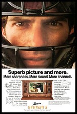 1980 Zenith System 3 Television TV On Vintage Print Ad Back Catcher Baseball Art