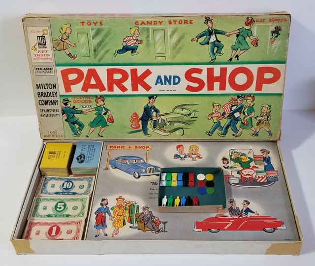 Park And Shop Board Game By Milton Bradley RARE 1950s Board Game No