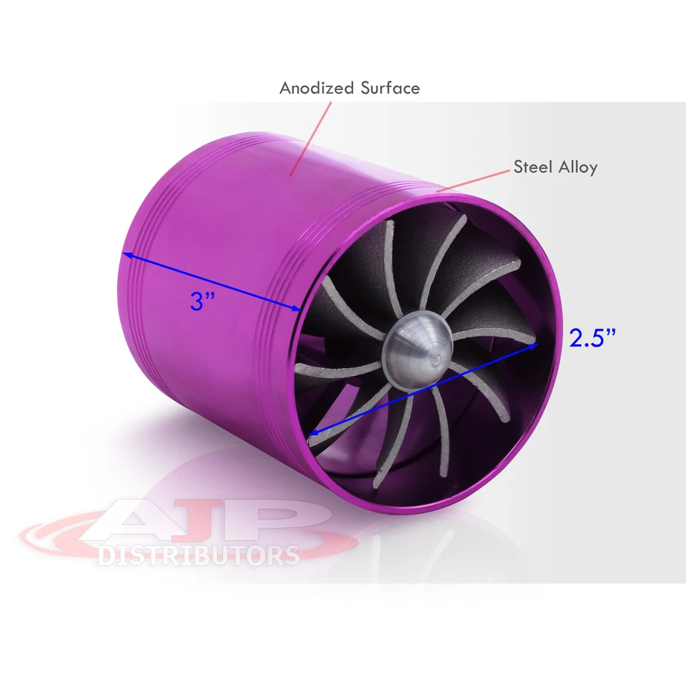 2.5" Jdm Intake Turbonator Dual Fan Gas/Fuel Saver Purple For Scion Foto 4 de 4