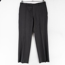 Hugo Boss Pants Slacks Mens 34 Charcoal Viscose Flat Front Straight Leg Business