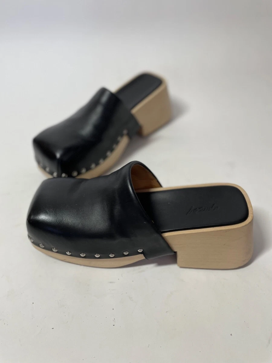 Black leather hotsell clogs for sale