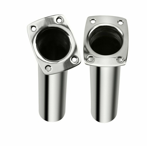 Fishing Rod Holder 2-Piece Stainless Steel Flush Mount - 15 Degree Angle,  Saltwater Resistant, For Boats Gunnel Rod Holders For Boat