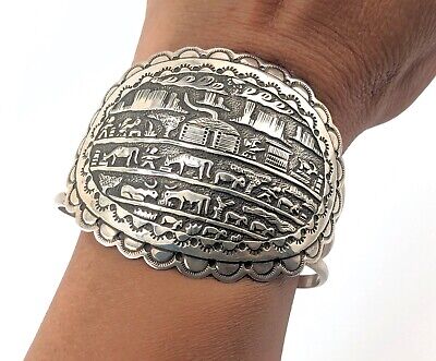 Very Unique Vintage Southwest Sterling Silver Storyteller Bracelet Cuff Very Unique Vintage Southwest Sterling Silver Storyteller Bracelet Cuff
