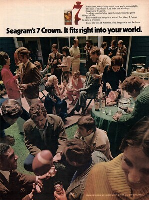 Vintage Print Ad 1971 Seagram's 7 Crown Yard Party