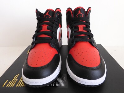 スニーカー NIKE Air Jordan 1 Mid Black Noble Red aw fw 19 2019 [WMNS] NIKE AIR JORDAN 1 MID (GS) BLACK-FIRE RED-WHITE SZ 4Y-WOMENS