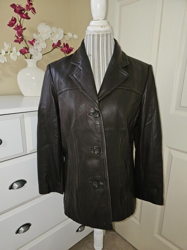 AVANTI New York Womens Brown Genuine Buttery Soft Leather Blazer Jacket Sz.L - Picture 7 of 18