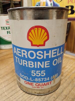 Vtg Shell Aeroshell Turbine Oil 555 D Eng RD 2497 1 Quart Metal Oil Can