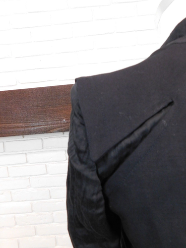 Helmut Lang Sz 4 Smoking Wool Blend Satin Sleeve Cropped Tuxedo Blazer Black - Picture 5 of 8