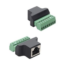 2Pcs RJ45 Female to 8 Pins Screw Terminal Block Adapter for Cat7 Cat6 Cat5 Et...