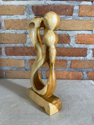 WOOD SCULPTURE HAND CARVED COUPLE- Everlasting Kiss From Bali - Picture 3 of 4