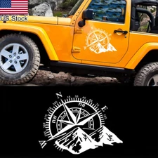 1pc 10''x8" White Compass Navigate Graphic Body Hood Trunk Vinyl Decal Sticker