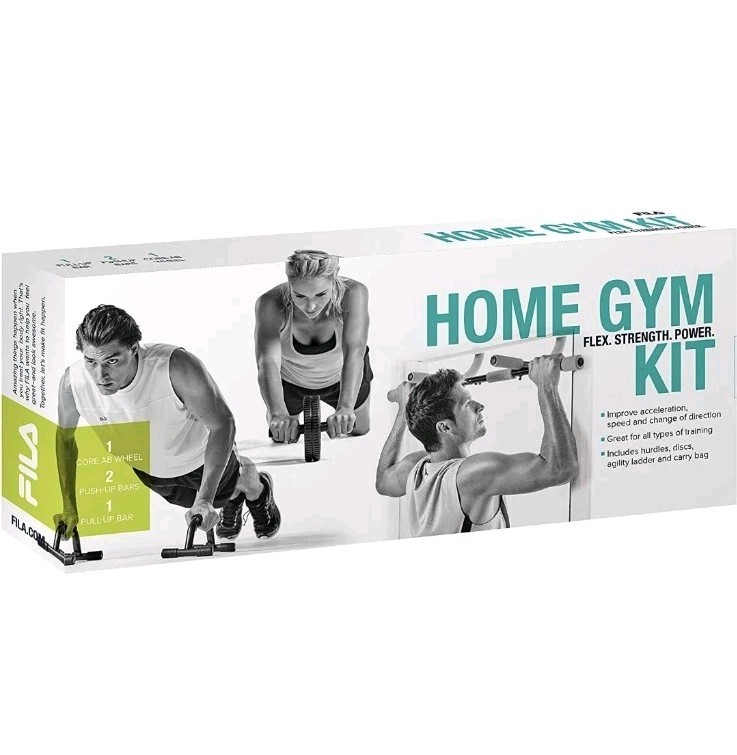 Fila Home Gym Kit Workout Pull-up Pull Up Bar Pullup Ab Wheel Push Up Handles 