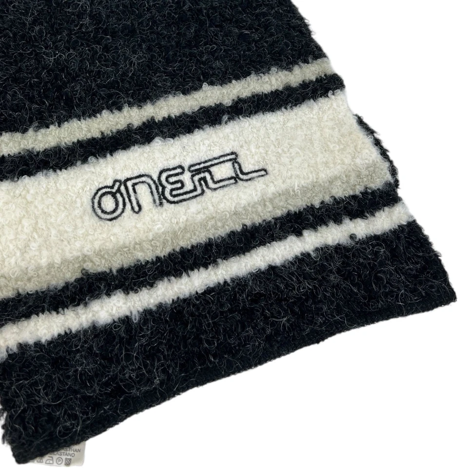 Vintage O'Neill Dark Grey White Y2K Embroidered Stripe Unisex Winter Scarf Used — 第 4/4 张图片