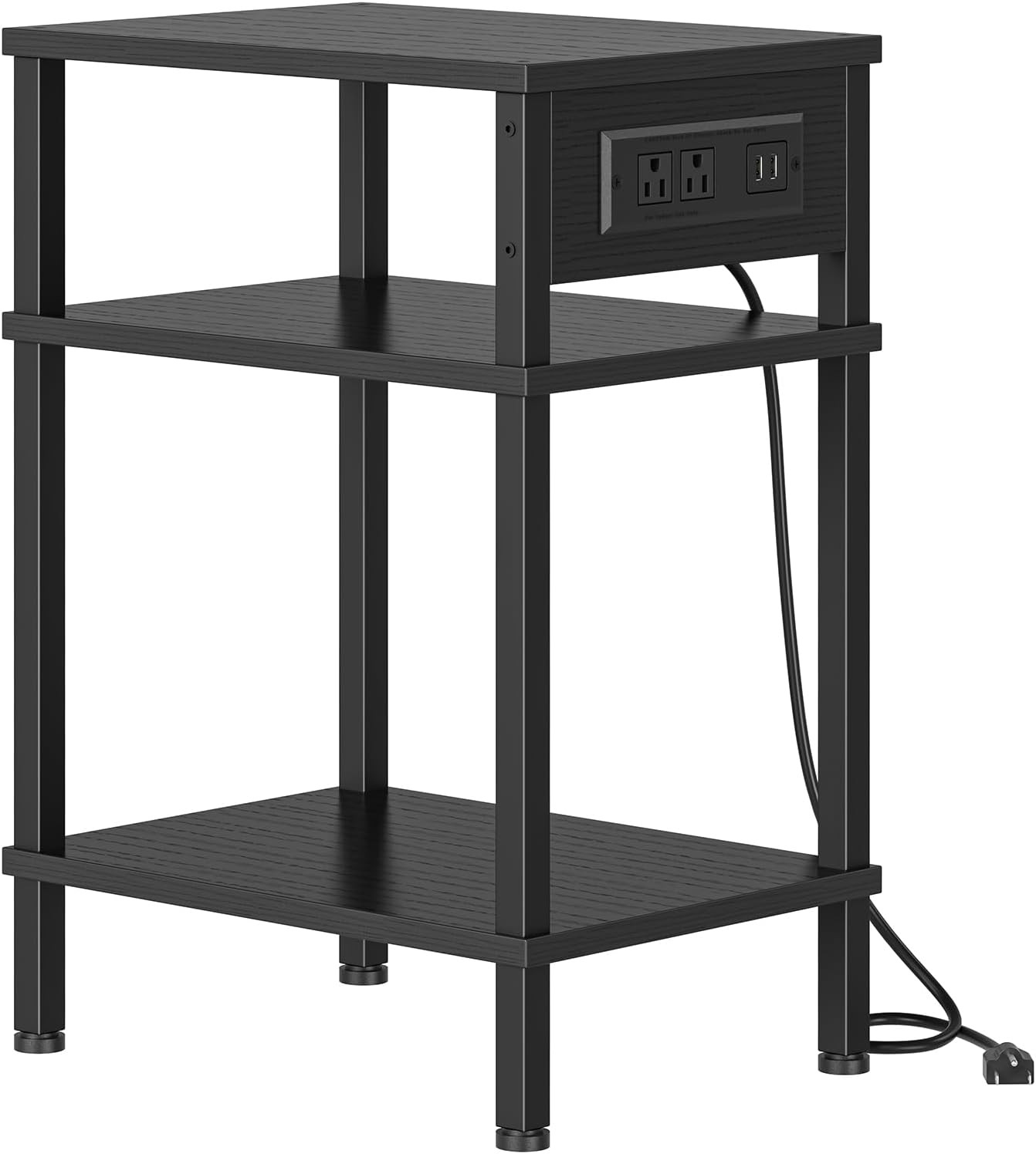 Side Table With Charging Station Tall End Tables Living Room 21.7 Inch Skinny