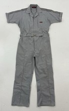 Vintage 80s Para Suit Light Gray Short Sleeve Work Coveralls 44 Regular Zip Up