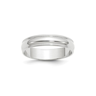 10K Weißgold Milgrain gewölbter Ehering, leicht massiv 5mm Ring Stil