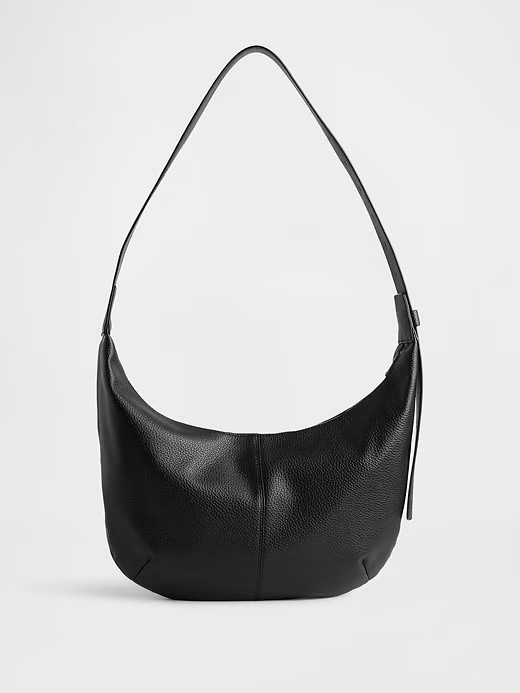 バッグ GAP y2k 00s archive hobo leather bag GAP Vegan Pebble Leather Black Slouchy Crossbody Bag Hobo Zipper
