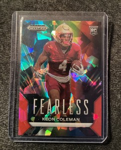 2024 Prizm Draft Picks Keon Coleman Fearless Red Cracked Ice Prizm RC # F-KC