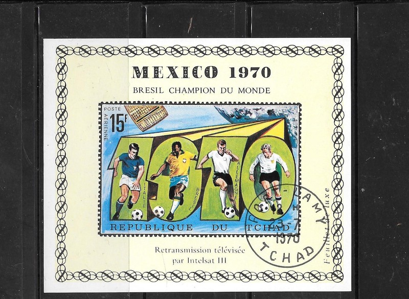 CHAD SC#C66C 1970 BRESIL SOCCER  CTO USED SOUVENIR SHEET  PICTORIAL STAMP