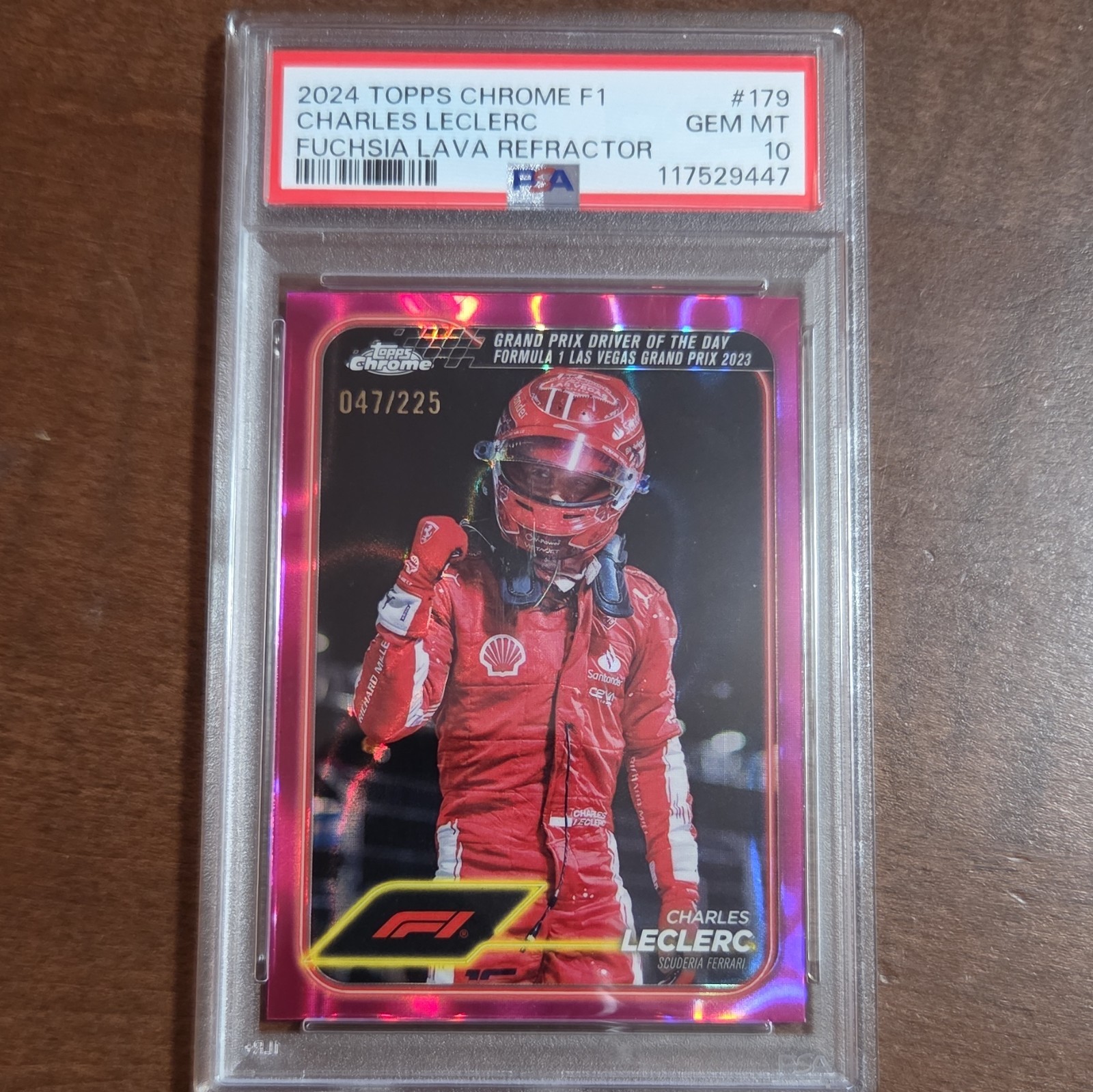 Topps Chrome Formula 1 Grand Prix Driver of the Day Leclerc #179 /225 PSA 10
