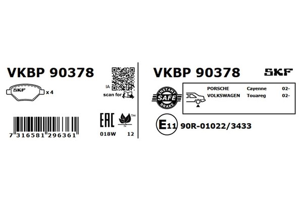 Skf Bremsbelagsatz, Scheibenbremse Hinterachse U.A. FüR Audi, Porsche, Vw-image