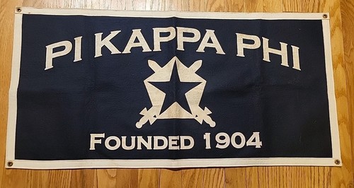 Vintage Pi Kappa Phi Fraternity Banner Felt Wool 17 X 35" Grommets Old Great Con