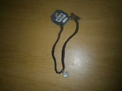 Vintage American Eagle Outf brown twist cord, Cross charm necklace 45cm. (E20a3)