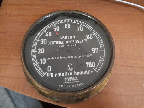 Abbeon Certified Hygrometer AB 167 Analog Display Up to 230°F (Humidity)