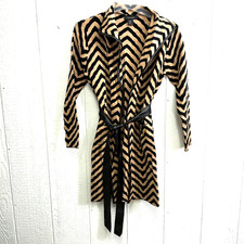 T-Tahari Vegan Leather Knit Midi Sweater Jacket Wmen's S, M ,L Wrap Belted Black