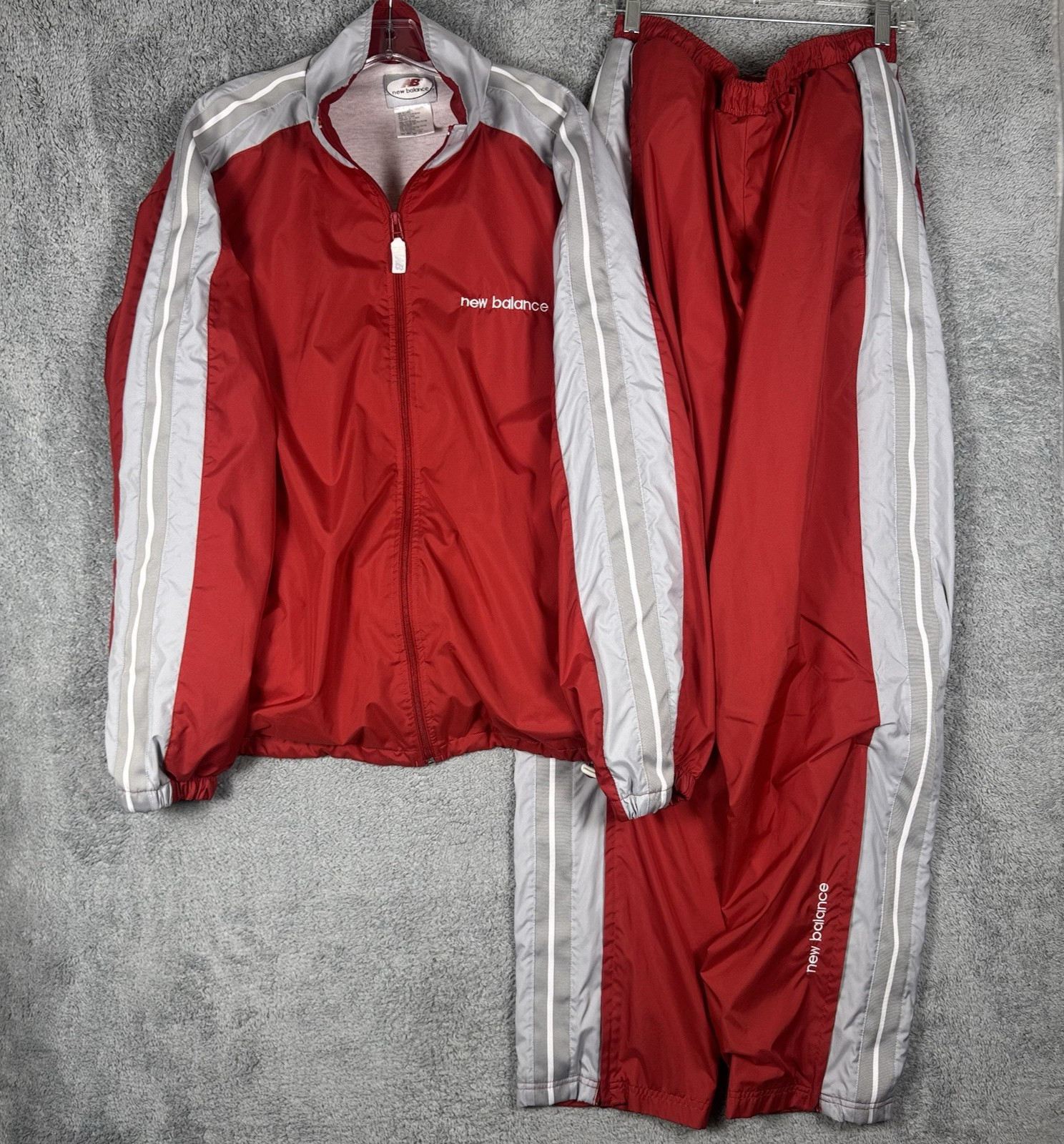 Conjunto de chándal New Balance para hombre 2XL vintage cortavientos retro años 90 Y2K holgado a rayas