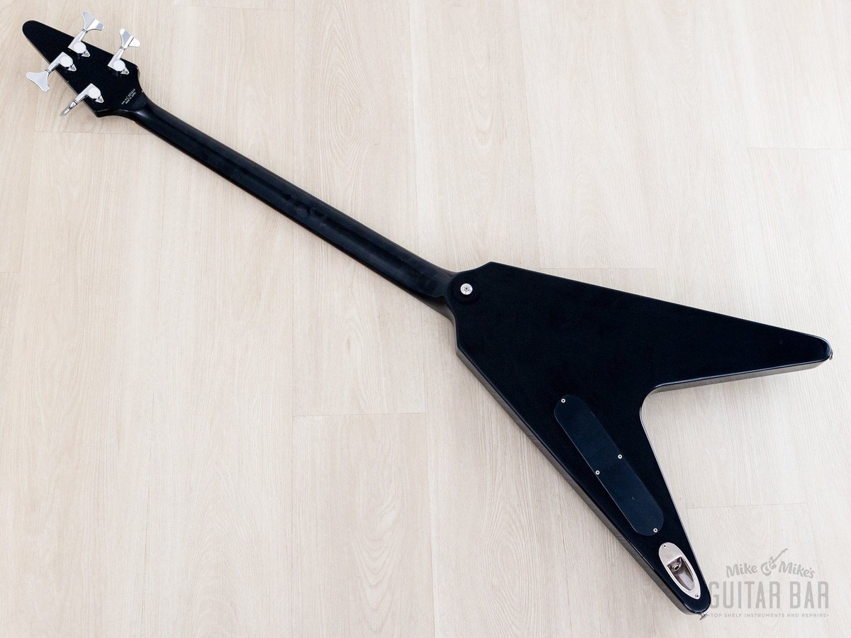 2002 Greco GVB-90 Flying V Bass Neck Through Real Black w/ Mini