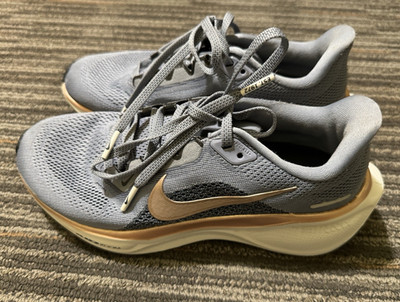 Nike women Running Sneaker Low Top Lace Up Mesh Upper Rubber Outsole Gray/Gold