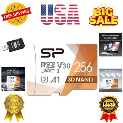 Silicon Power 256GB Micro SD Card U3 SDXC Up to 100MB/s High Speed Memory Car...