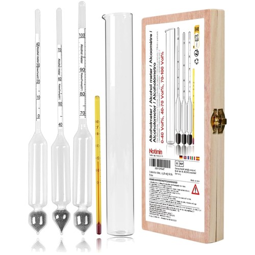 Alkoholmeter Set 3 Stück 0-100 Vol% mit Glaszylinder Spirituosen Messgerät