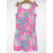 Lilly Pulitzer Girl's Sundari Romper In Prosecco Pink Seaing Things Sz M 6-7
