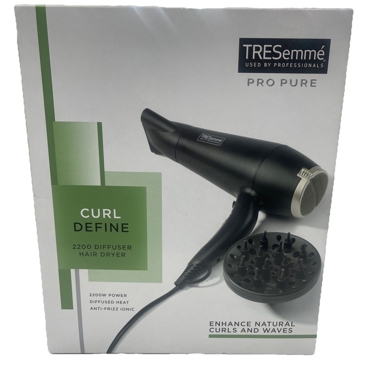 Tresemme Pro Pure Curl Define 2200 Diffuser Hair Dryer Brand New