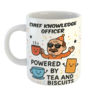 Lustige Humorvolle Tasse HÄUPTLING WISSEN OFFIZIER Geschenk | POWERED BY TEA & BISCUITS Tasse
