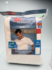Hanes Premium Men's Original Fit Tagless Crew T-Shirt X-Large XL White, 6 pack