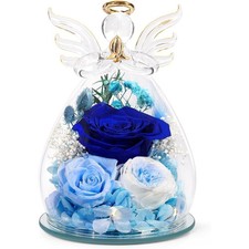 Gifts for Mothers Day Preserved Rose Forever Flower in Glass Angel Figurines