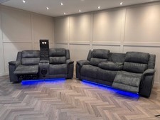 Geneva Pro Fabric Electric Recliner Sofa 3+2 Seater With CupHolder-Bluetooth-LED