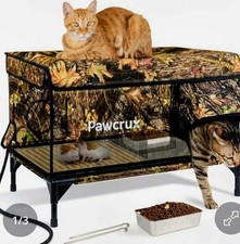 Pawcrux Cat House Heated Weatherproof Shelter In-Outdoor Insulated Kitty Bed CD