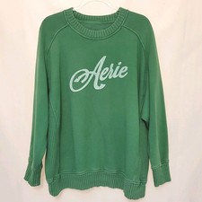 Aerie Alpine Green Down To Earth Loose Fit Crew Neck Logo Sweatshirt Wmn's M