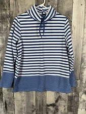 Blair Blue And White Striped Cowl Pullover size Small