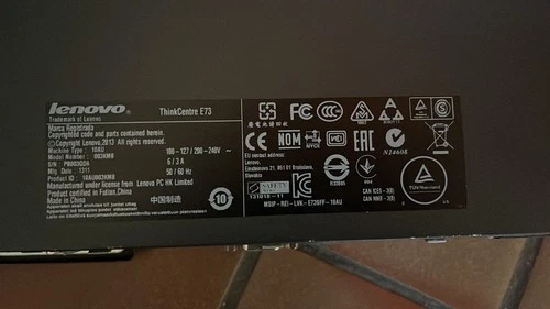 Lenovo ThinkCentre E73 intel I3 4130 CPU @ 3,40 GHz